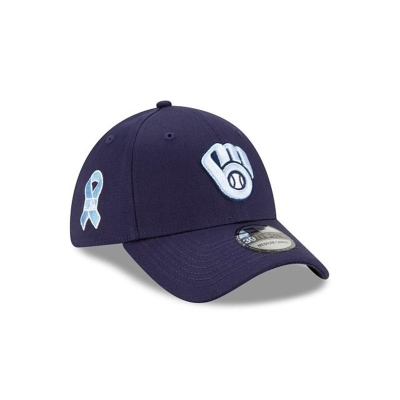 Blue Milwaukee Brewers Hat - New Era MLB Father's Day 39THIRTY Stretch Fit Caps USA1683590